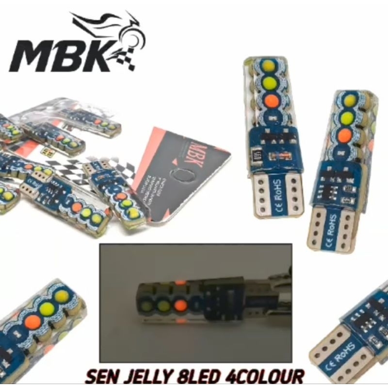 T10 RGB Jelly 8LED 4COLLAR RGB คุณภาพระดับพรีเมียมรถยนต์รถจักรยานยนต์ไฟ LED