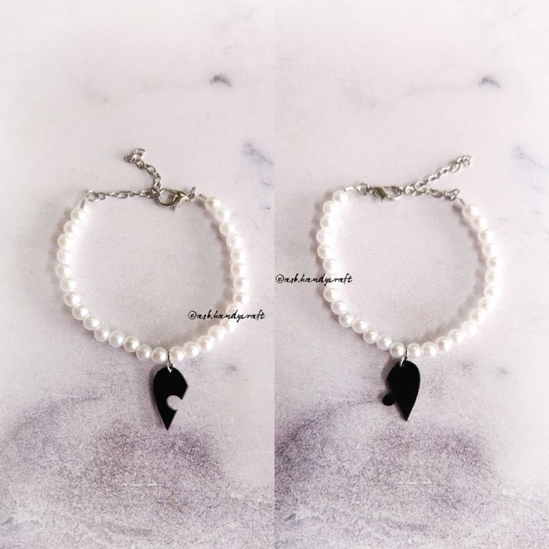 [GMMK039] [ASB] - SEPASANG/2Pcs Gelang couple Mutiara akrilik Love |gelang love Akrilik puzzle