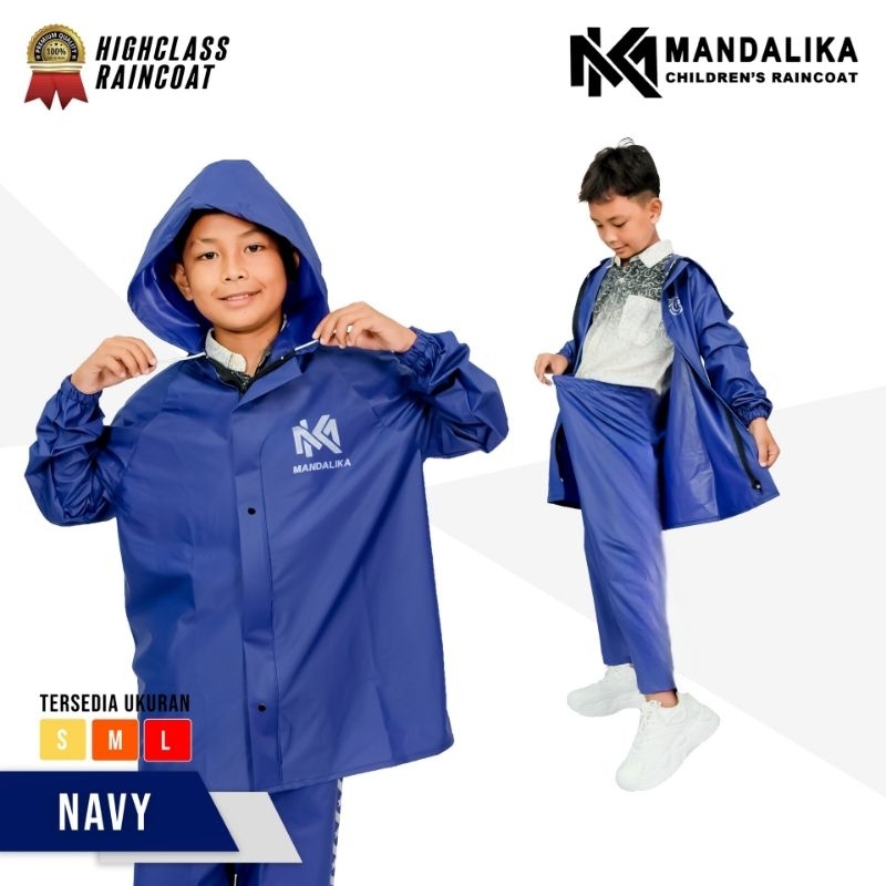 Kids MANDALIKA RAINCOAT/THICK CHILDREN& 39;S COAT/MOTORCYCLE RAINCOAT/KIDS AXIO RAIN/CHILDREN& 39;S RAINER SET NAVY BLUE TROUS