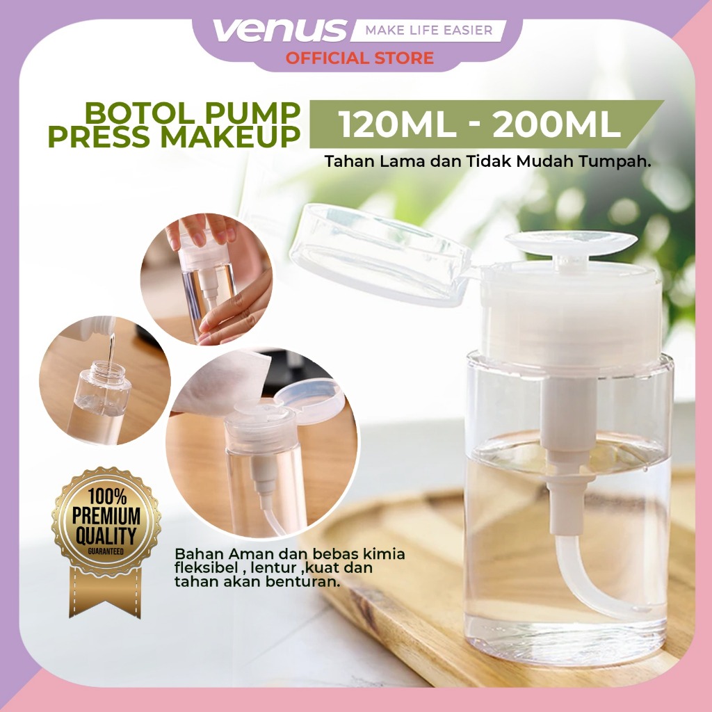 Venusjkt - 120ml 200ml ขวดกดปั๊มแต่งหน้าลบเล็บ/แต่งหน้าสูบน้ํา Remover ขวดกดน้ํา/ของเหลว Aceton ขวด/