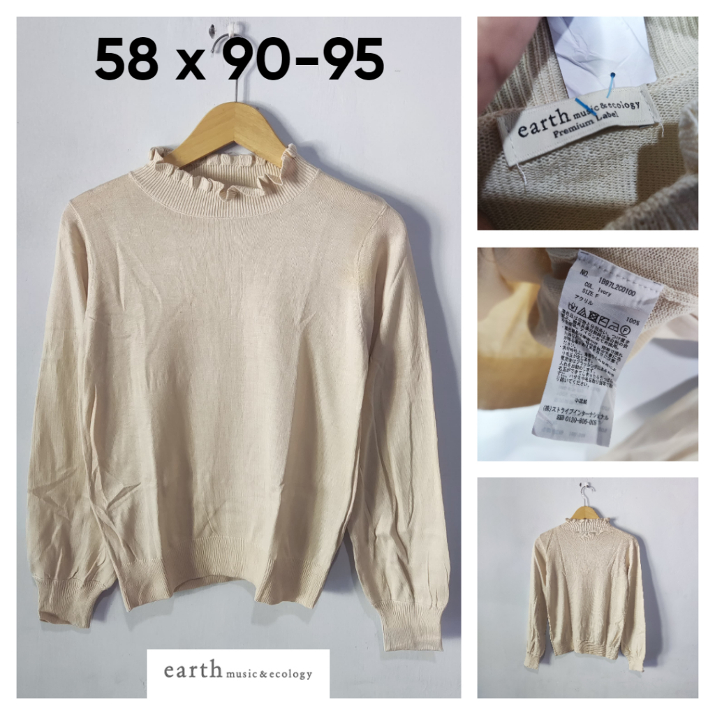 เสื้อกันหนาว Knit Earth Music & Ecology Milk Chocolate Size M Women Tops Girls Outer YT119