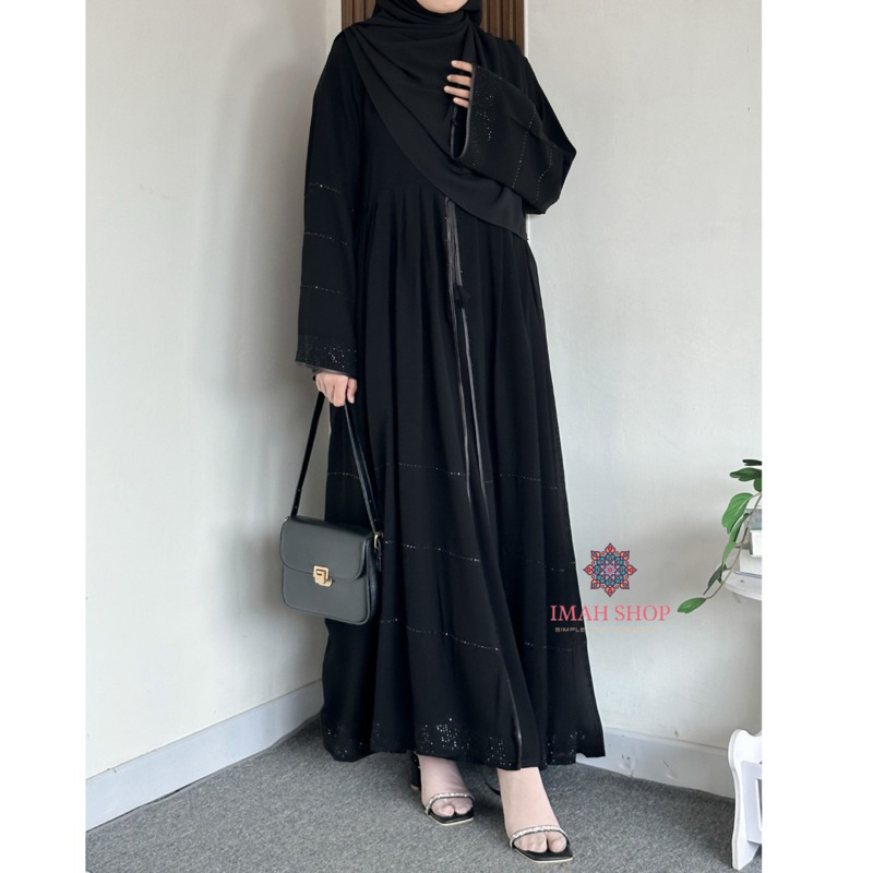 Gamis ตุรกี Abaya Haura Swarovski ดูไบซาอุดี Gamis ชุดมุสลิมพิเศษ Imah Shop ล่าสุดเสื้อผ้ามุสลิมขาย 857