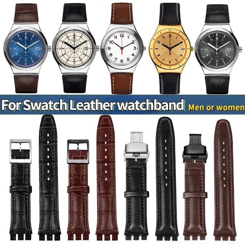 สายนาฬิกาหนัง Swatch Swatch Irony สายนาฬิกาสีดําสีน้ําตาล ขนาด 19mm