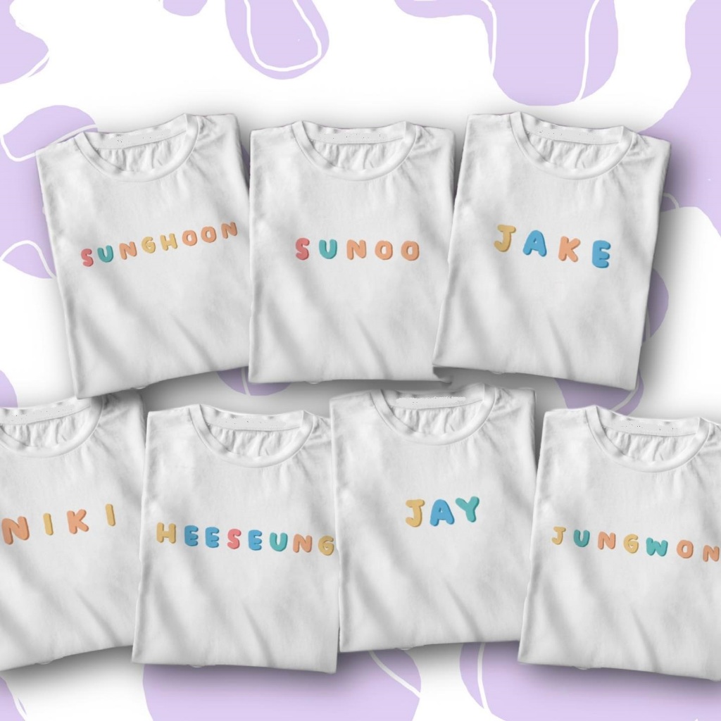 KATUN Ehypen ชื่อสมาชิกเสื้อยืดผ้าฝ้ายเกาหลี jay jake niki ชื่อ heesung sunghoon sunoo jungle kpop