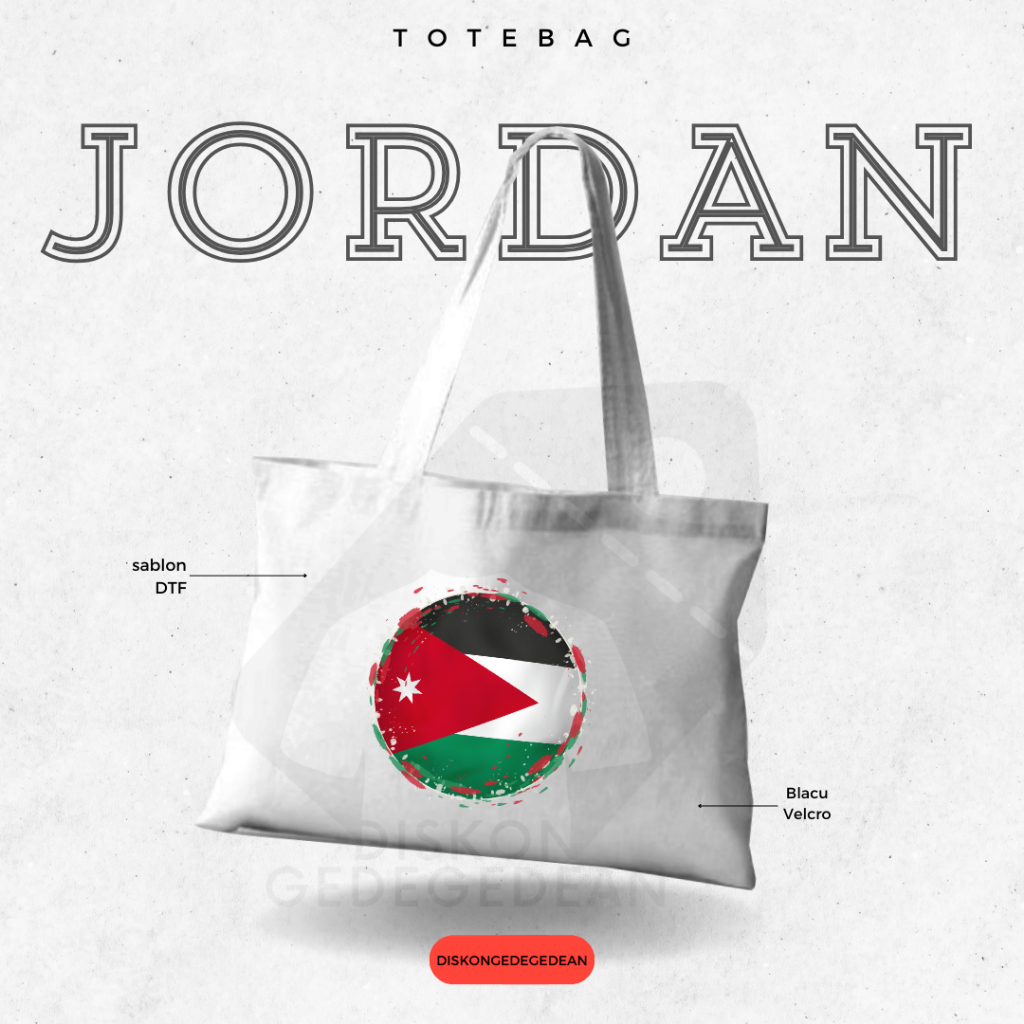 Discountgedean Totebag ของที่ระลึก Jordan Amman Bag โดย Jordan Material Blacu Screen Printing