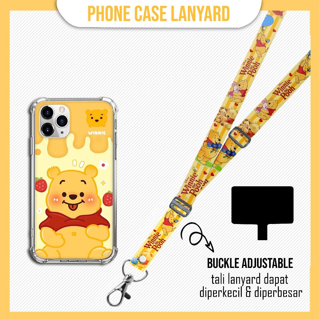 GANTUNGAN [SOFTCASE SET] Winnie The Pooh Case Lanyard Strap Mobile Phone Hanger a15 a16 a54 a74 a76 