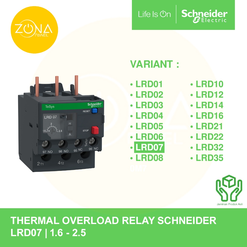 THERMAL OVERLOAD RELAY SCHNEIDER LRD07 LRD 07 1.6-2.5A ใหม่ต้นฉบับ
