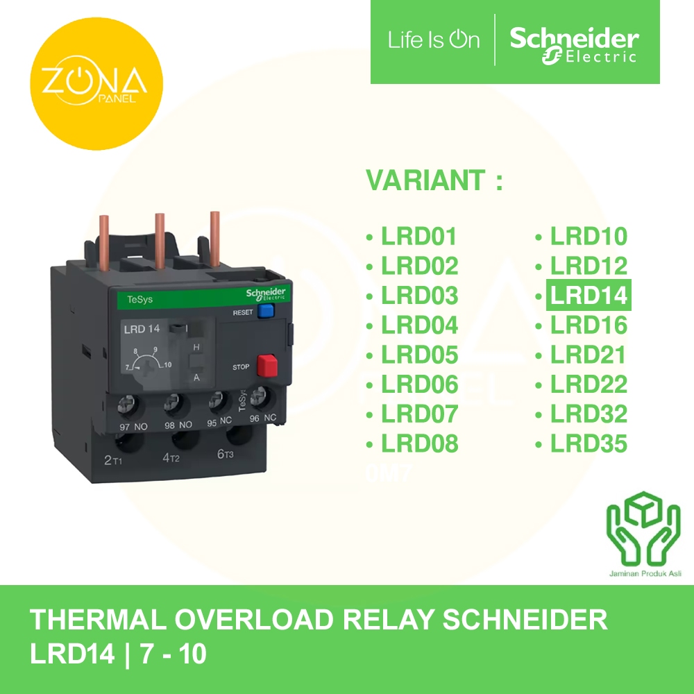 THERMAL OVERLOAD RELAY SCHNEIDER LRD14 LRD 14 7-10A ใหม่ต้นฉบับ