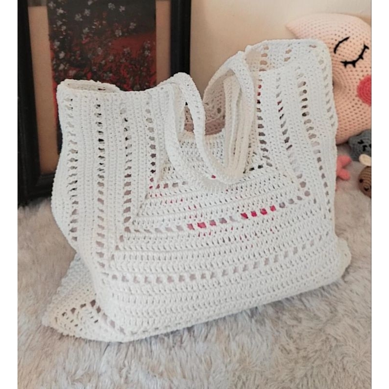 Handmade ถัก Tote Bag I ถักกระเป๋าสตรี I Handmade กระเป๋าสตรี I กระเป๋าถัก I ความงามกระเป๋า