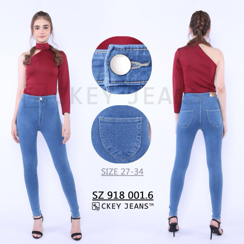 CJ FASHION - กางเกงยีนส์ CKEY กางเกงขายาว SZ918001.1/2 HIGHWAIST SKINNY NAVY & BLACK SIZE 27-34