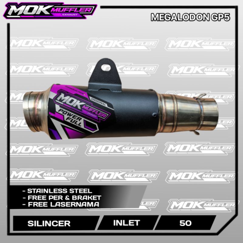 Yamaha MX King MX Old MX Racing Exhaust Silincer ใหม ่ Type Megalodon GP5 Black Inlet 50