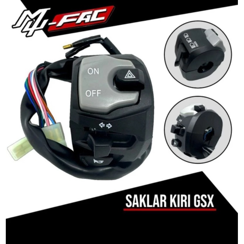 GSX สวิตช์ซ้าย Horn Dim Hazard Sen & On Off ไฟหน้า