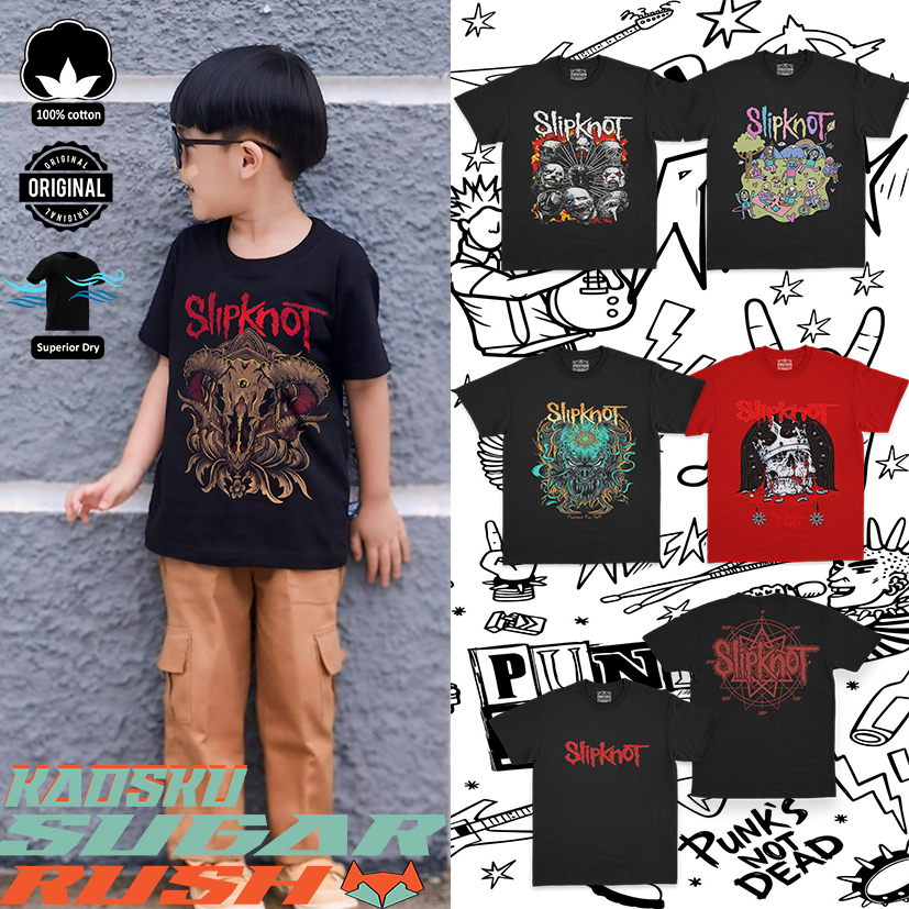 เสื้อยืดเด็กวงร็อคโลหะ Slipknot เสื้อยืด distro สําหรับเด็กผู้ชาย หวีผ้าฝ้าย 30s