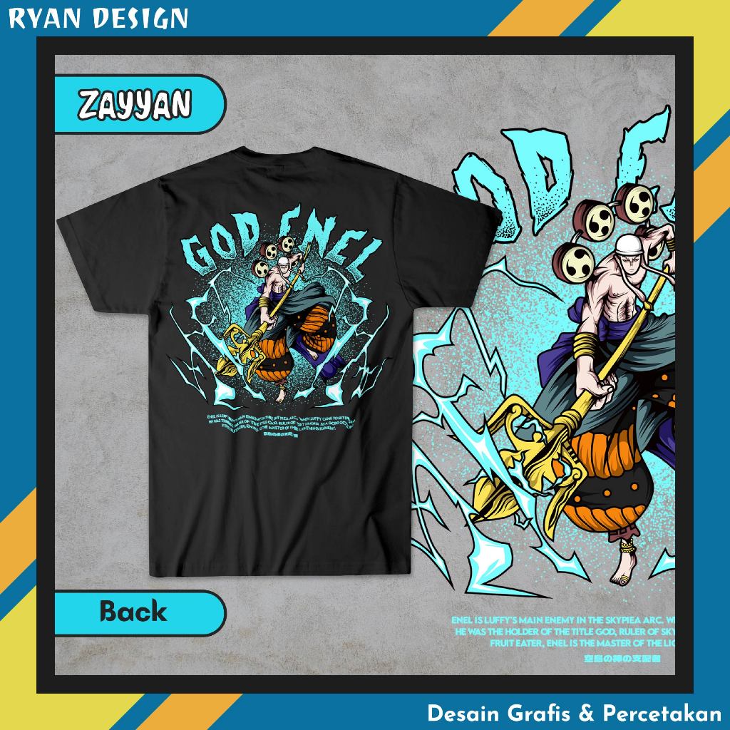 God Enel Iron-On พิมพ์เสื้อยืด One Piece อะนิเมะเสื้อยืดสติกเกอร์ DTF Strika การพิมพ์หน้าจอ