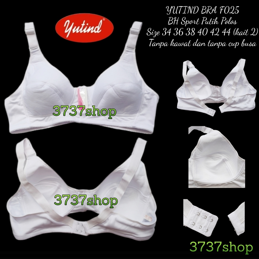 YUTIND BRA F025 - ชุดชั้นในสตรีขนาดใหญ่ถ้วยสีขาว 2 ตะขอขนาด 34 36 38 40 42 44