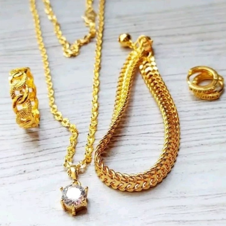 Art Y89L ชุดเครื ่ องประดับครบชุด Elegant Centipede Chain Gold Gem One Piece Jewelry