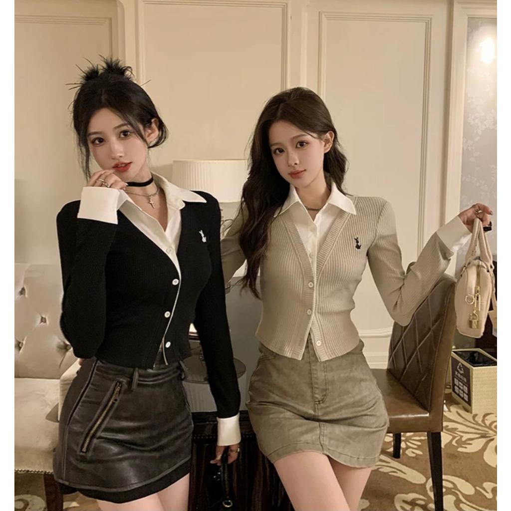 Kemeja Ecf-เสื้อเชิ้ตคอปกโปโลสไตล์เกาหลี