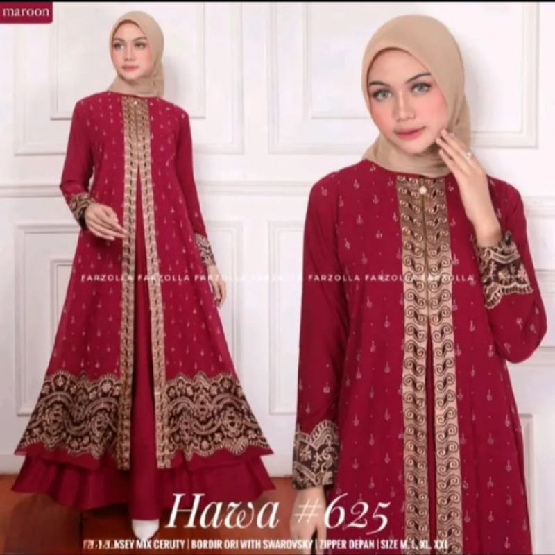 Gamis Abaya ตุรกีพรีเมี่ยม Hawa รหัส 6255 Busui Anggun Diamond Sprinkle ผสมเย็บปักถักร้อยที่สวยงาม