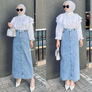 Highwaist Rok Jeans Theana Skirt Panjang
