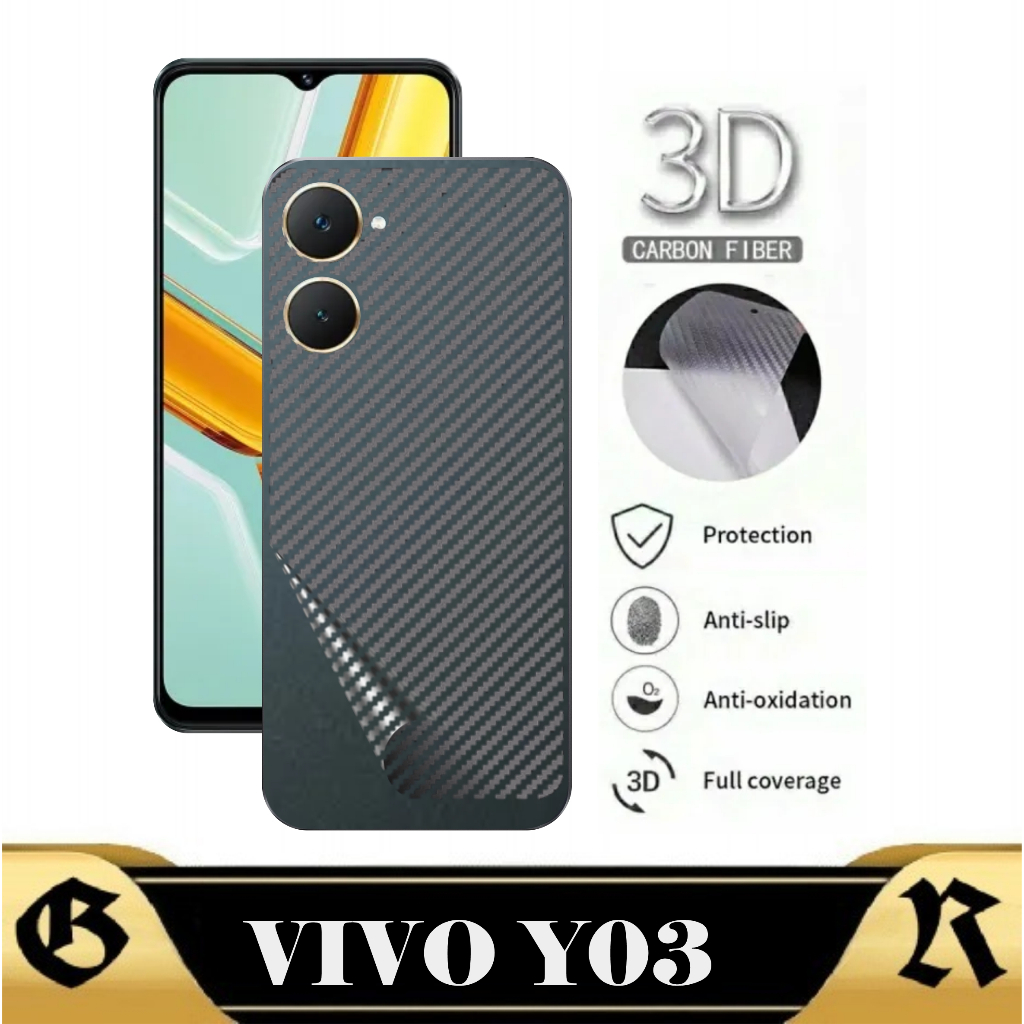 LAYER Garskin Carbon VIVO Y03 / Y03T ฟิล์มกันรอยหน้าจอด้านหลัง