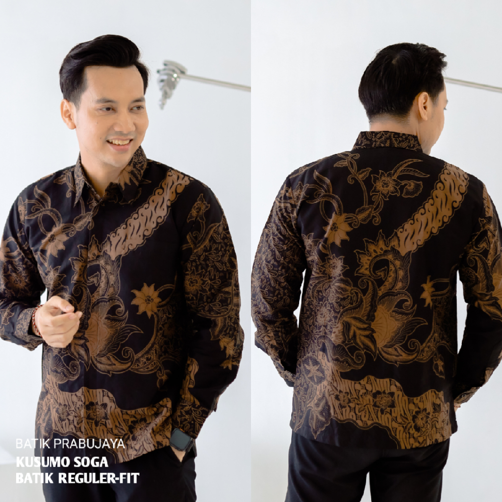 Kusumo SOGA Men 's Batik Long Sleeve Premium Modern Luxury Full Tricot Work Invitation Shirt