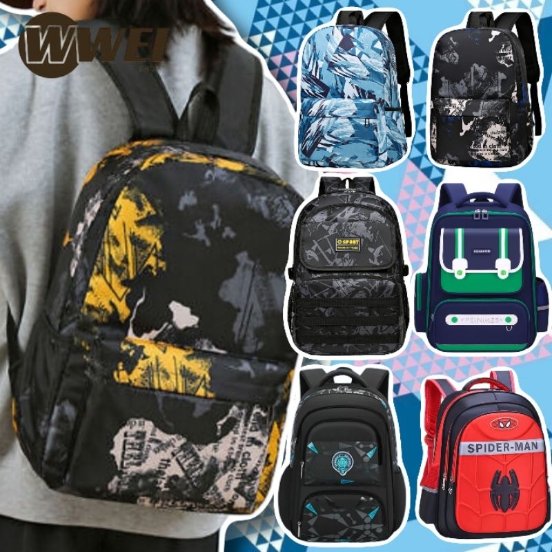 WweiShop BOYS ELEMENTARY SCHOOL กระเป๋าเป้สะพายหลัง 3D MOTIF CHILDRENS SCHOOL BAGS CHARACTER SCHOOL 