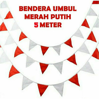 BENDERA SEGITIGA RENTENG / BENDERA SEGITIGA MERAH PUTIH RENTENG 5 METER / UMBUL-UMBUL RENTENG MERAH PUTIH