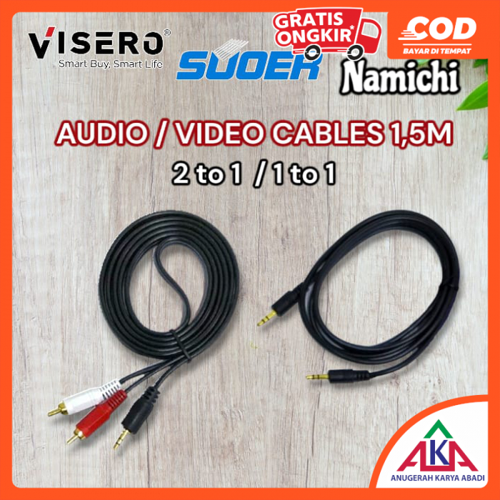 Merah PUTIH AUX Audio Cable/RCA Male to AUX/RCA Male 1.5M Cable Red White