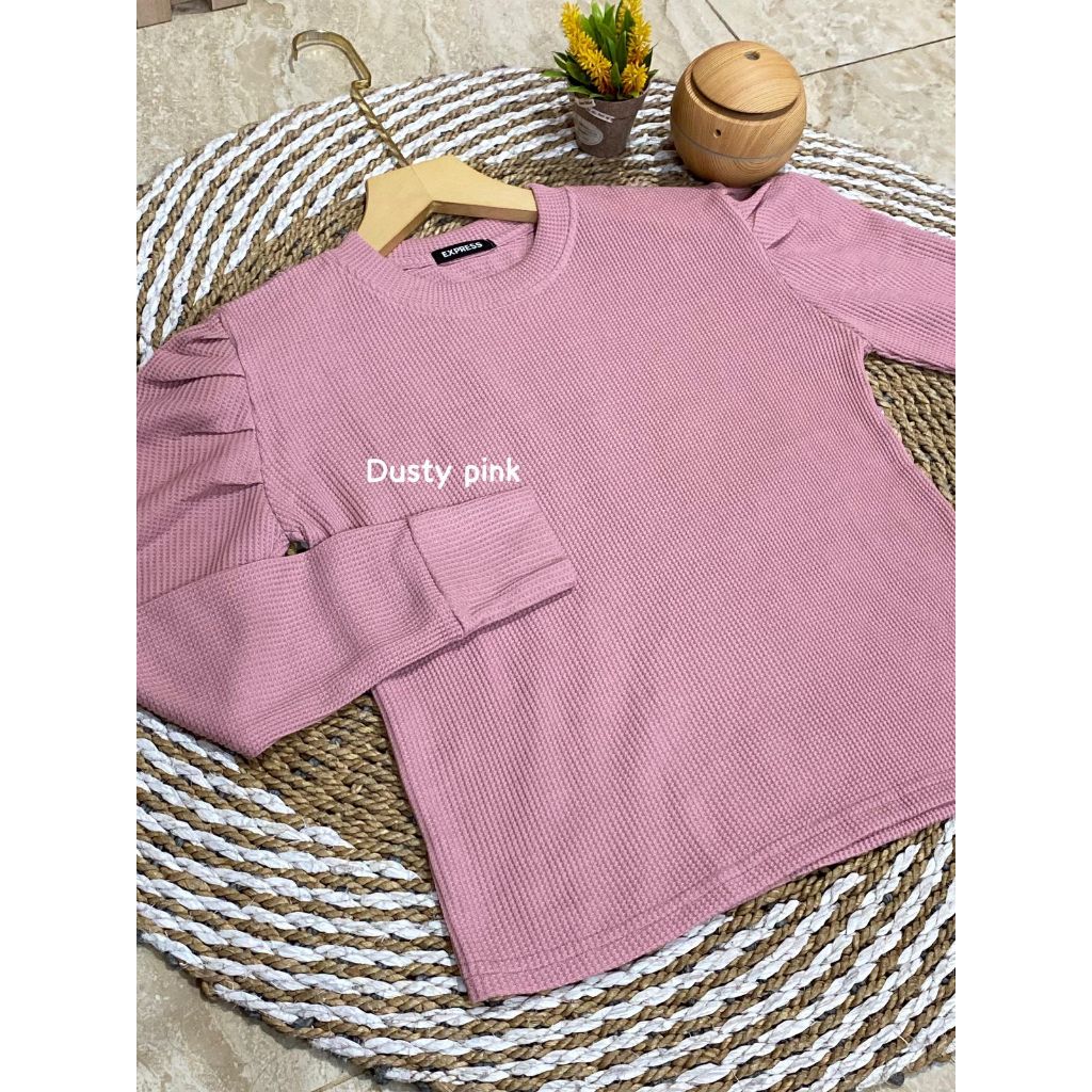 Puffy shoulder Top wafer T-Shirt Balloon model/Latest Women 's Top