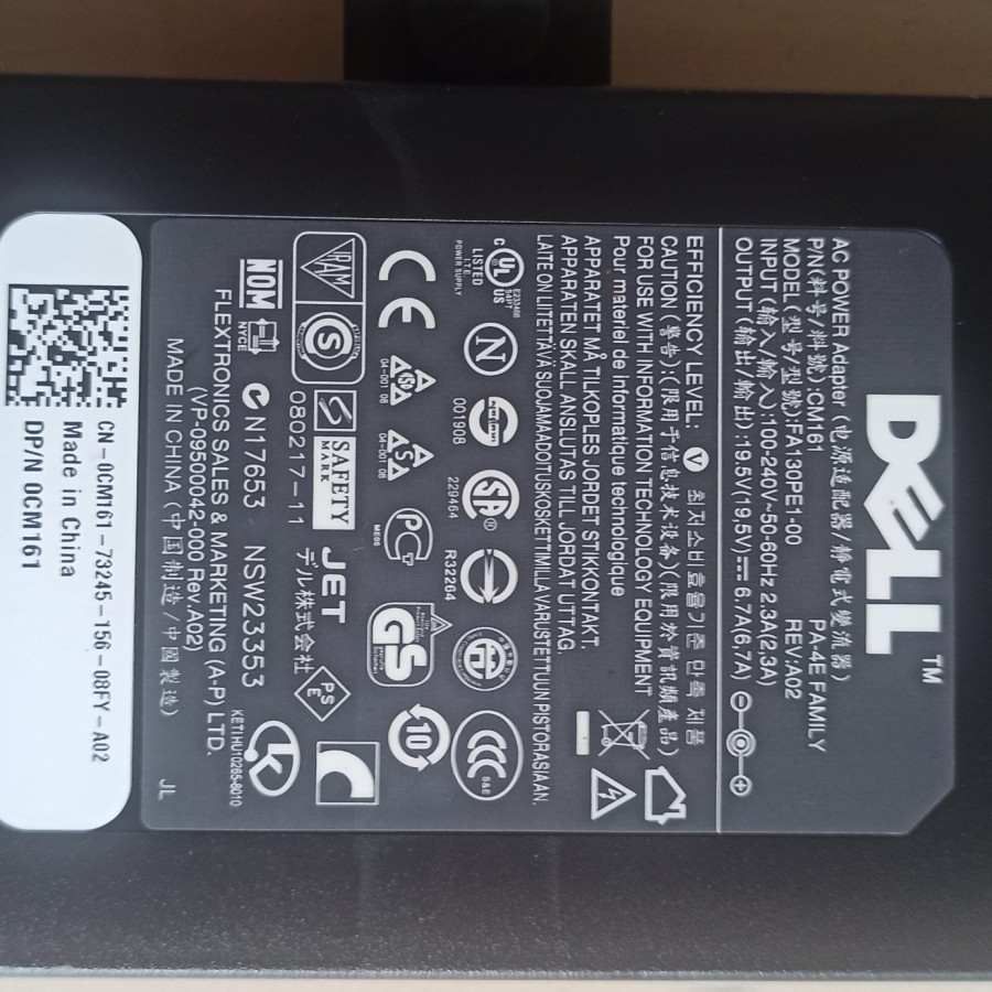 อะแดปเตอร์ Dell FA130PE1-00 (SLIM) ของแท้ 19.5V 6.7A 130W DC 4.5 x3.0 มม.