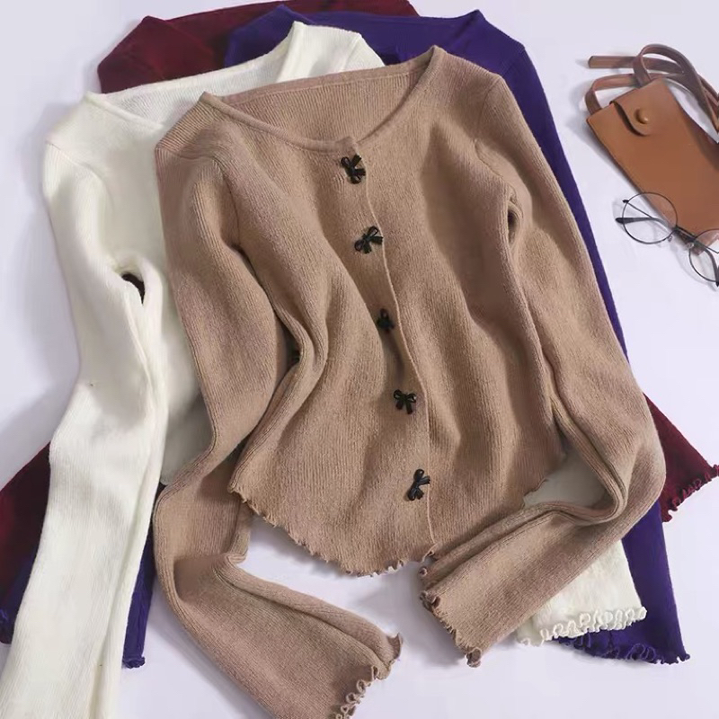 Dahye top - เสื้อถักผู้หญิง - เสื้อแขนยาวผู้หญิง - เสื้อริบบิ้น