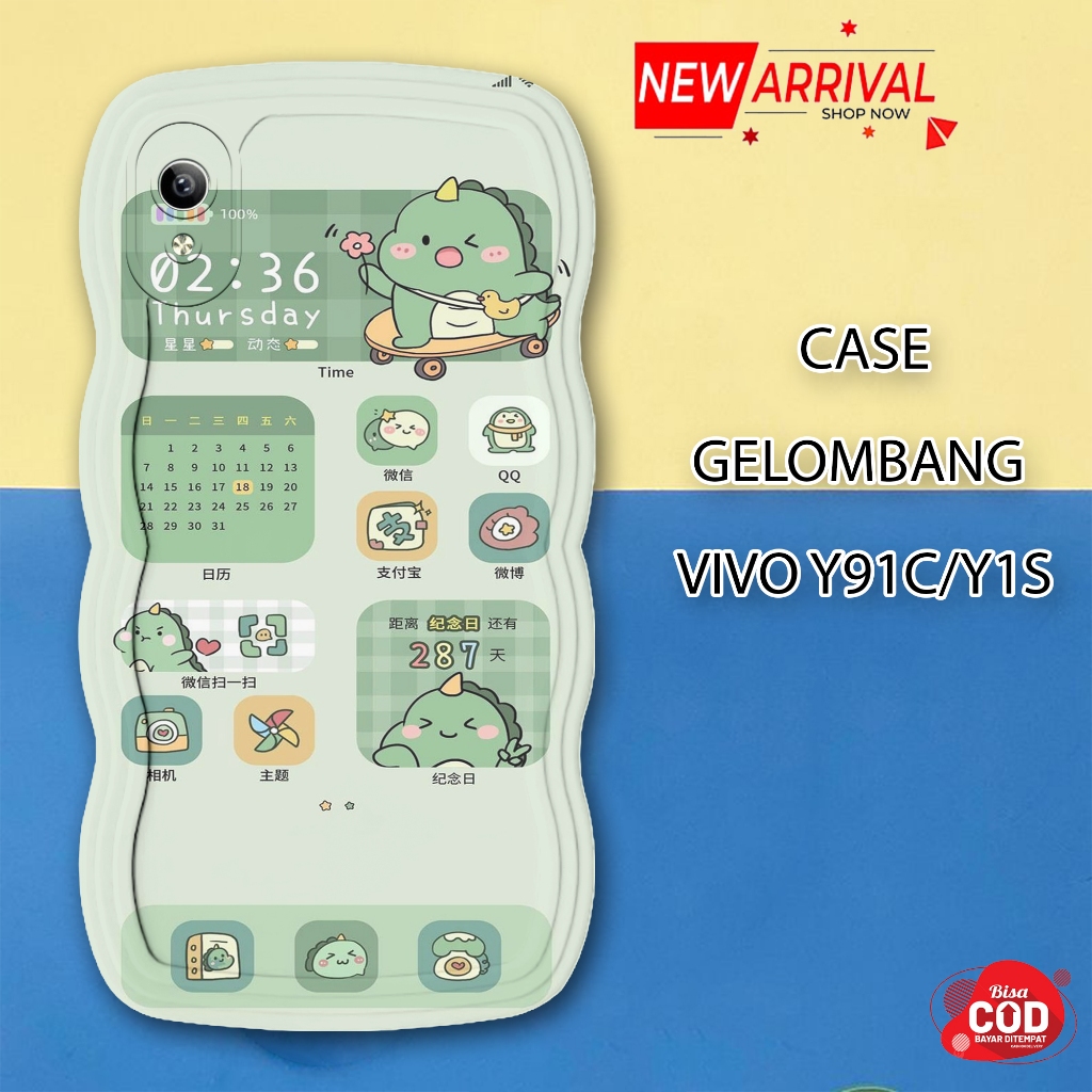 Soft Case WAVE Hp VIIVO Y91C - VIVO Y1S - Pro Camera Case - Fashion Case Dino Motif - Casing & Skin 