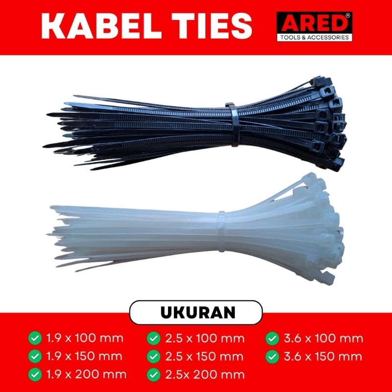เคเบิ้ลไทร์ Kabel Tis Kabel Ties ขนาดต่างๆ สีขาว Ared Brand