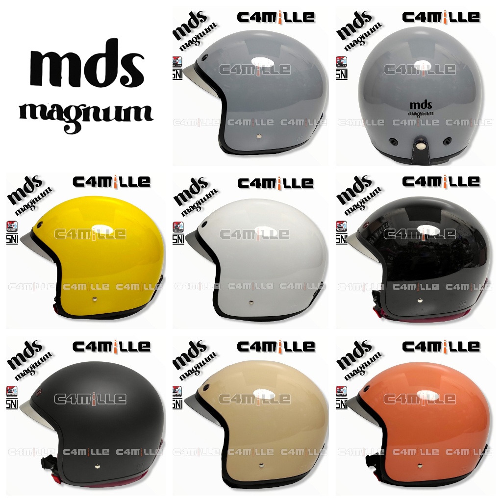 หมวกกันน็อค Mds MAGNUM RETRO SOLID HALF FACE SNI