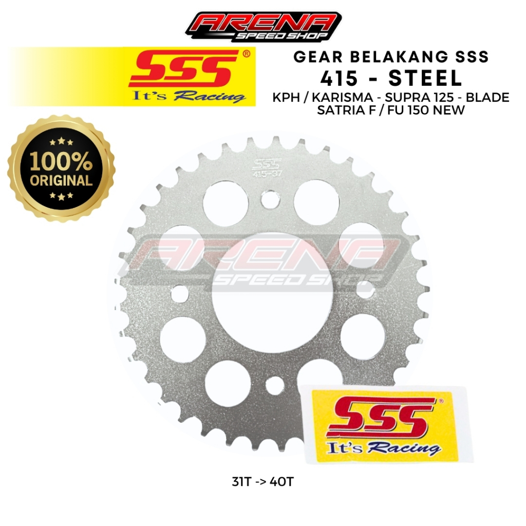 SSS เกียร์หลัง 415 KPH เกียร์หลัง Karisma Supra 125 ใบมีด 415 31 32 33 34 35 36 37 38 39 40T Origina