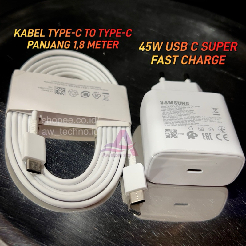 45W USB C SUPER FAST CHARGE TYPE C TO TYPE C CHARGER 1.8 เมตร LENGTH FAST CHARGING ORIGINAL 45 วัตต์