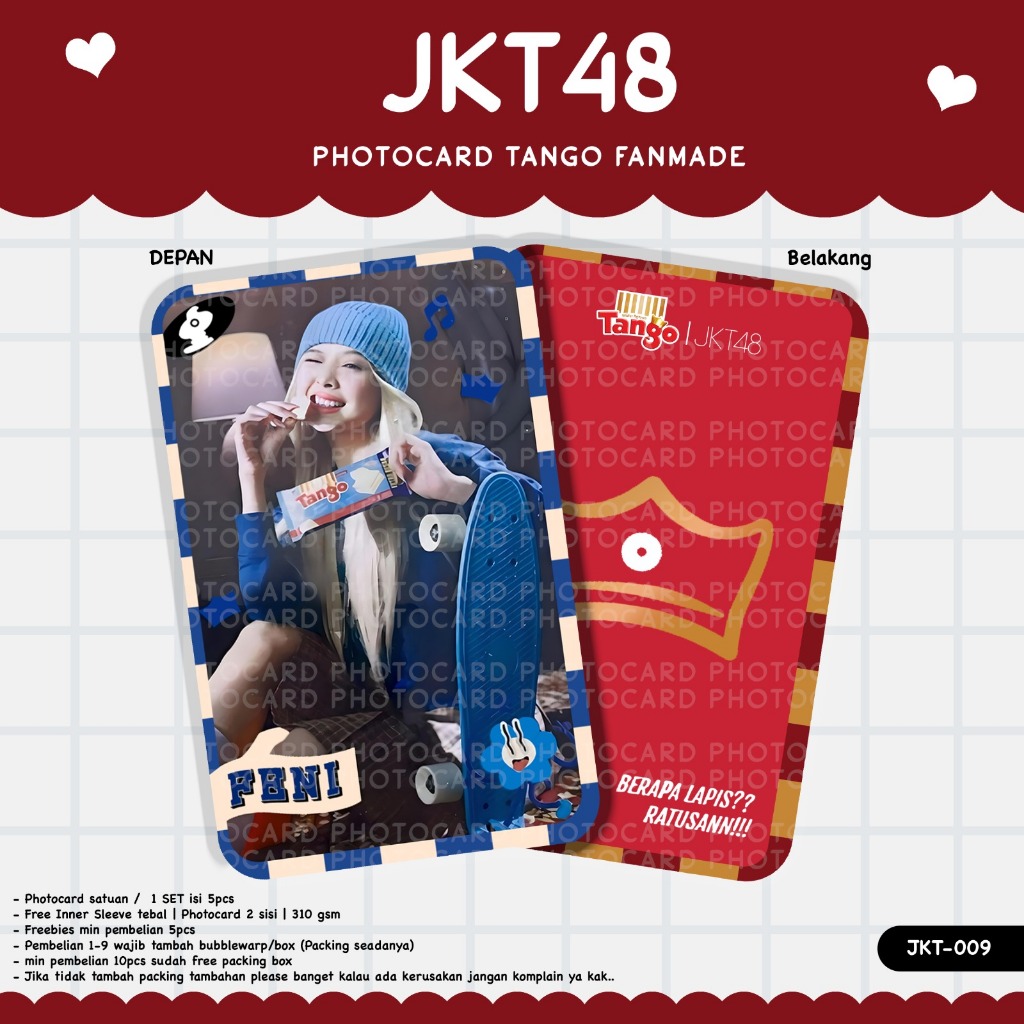 JB 48 X TANGO PHOTOCARD ใหม่ล่าสุด FANMADE UNOFF PHOTOCARD JKT 48 MUTHE FENI และ ALL MEMBERS