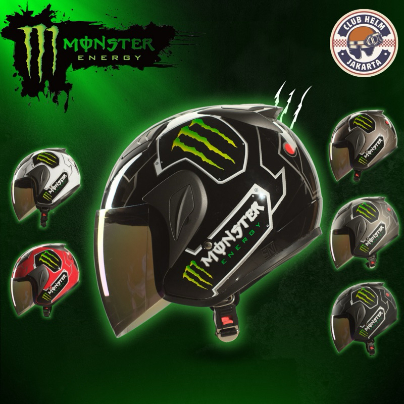 Sni MSR Javelin หมวกกันน็อคสําหรับผู้ใหญ่สําหรับผู้ชายและผู้หญิงพร้อม Monster Energy Motif