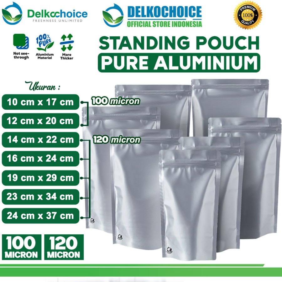 กระเป๋ายืน PURE ALUMINIUM FOIL Delkochoice Ziplock Food Packaging