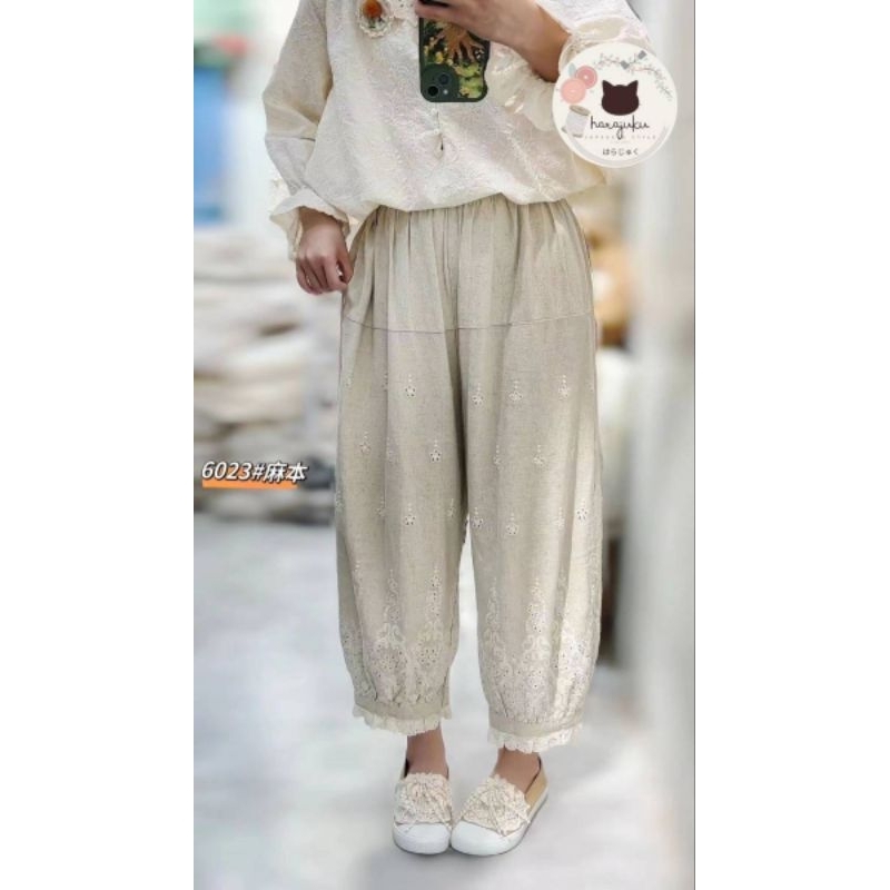 Md EMBROIDERED LINEN TROUSERS n6023