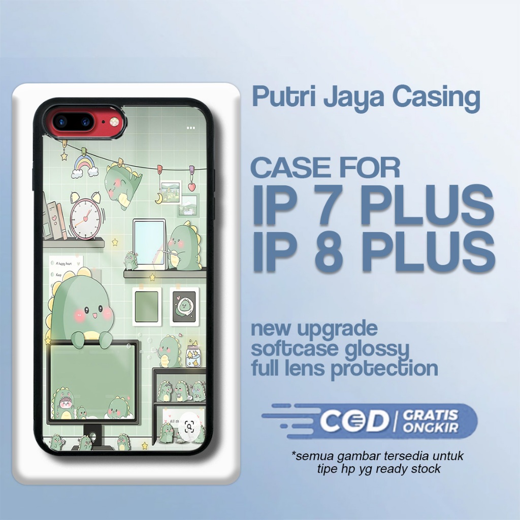 เคส Ip 7 plus / ip 8 plus ล่าสุด - Xiaomi Ip 7 plus / ip 8 plus - Cute Dino Motif - Premium Glossy H