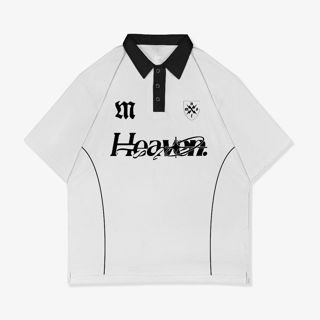 Mnst Polo Shirt Oversize Short Rugby White Heaven Collar Shirt