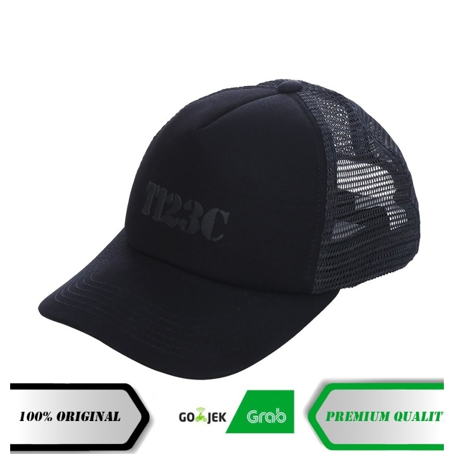 หมวก Trucker ดั้งเดิม สีดํา T123C โลโก้ HD หมวกตาข่าย