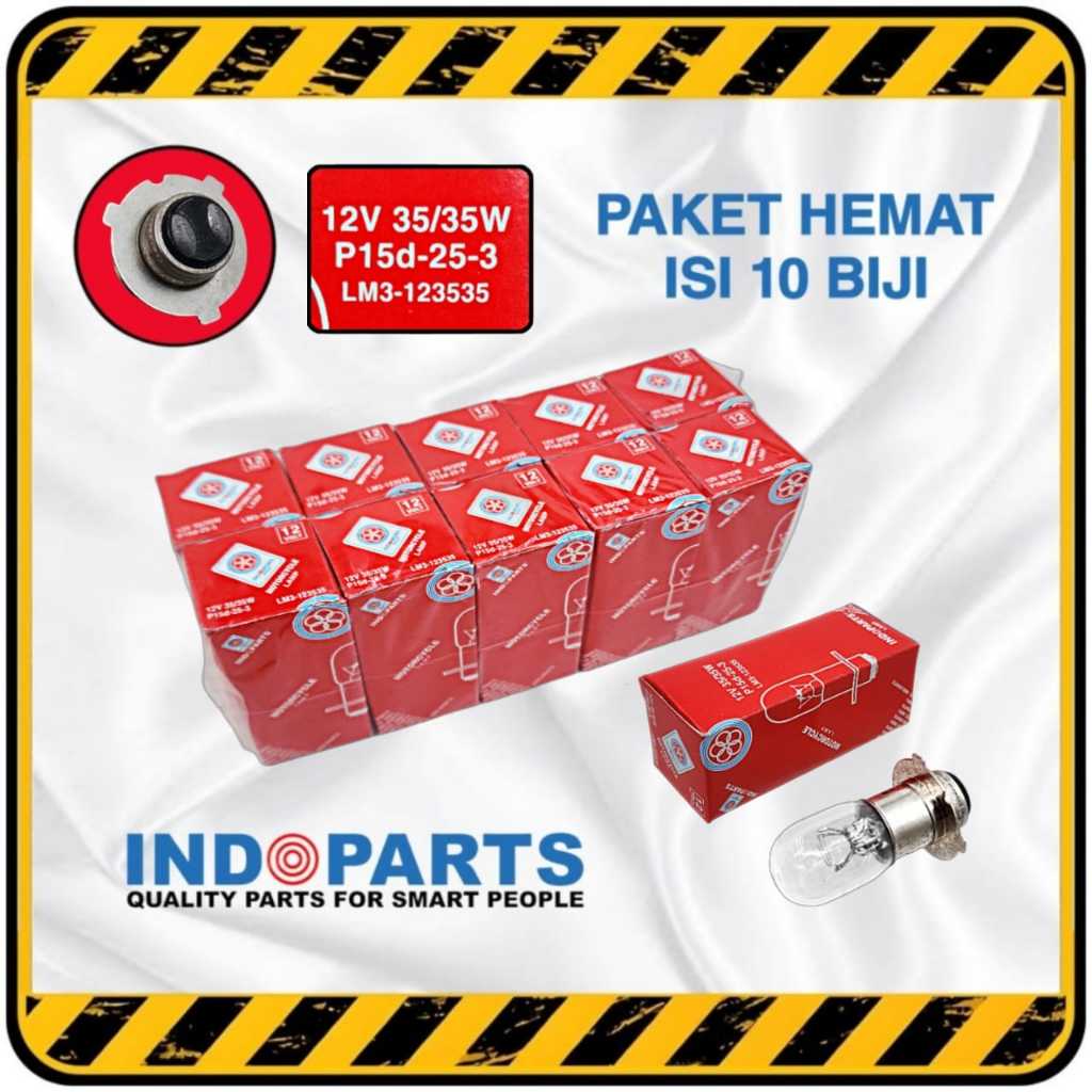 PACKAGE CONTENTS 10 >> H6 / T19 หลอดไฟหน้า 3 ขา || 12v/35w GL PRO SUPRA X 125 โดย INDOPARTS