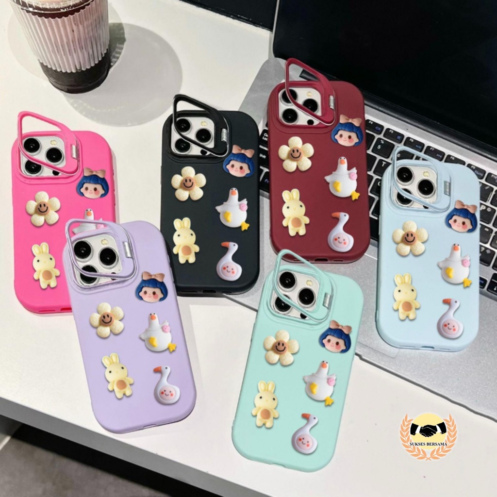 Gc105 3d Cutie ตุ๊กตา Macaron ขาตั้ง Softcase/ปลอก Hp สําหรับ Iphone 7 8 Se 2020 7+ 8+ X Xs Xr Xs Ma