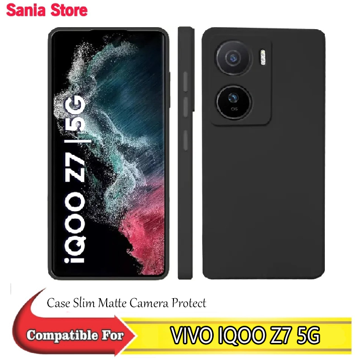 VIVO IQOO Z7 5G Softcase Slim Matte Black Protect Camera Casing