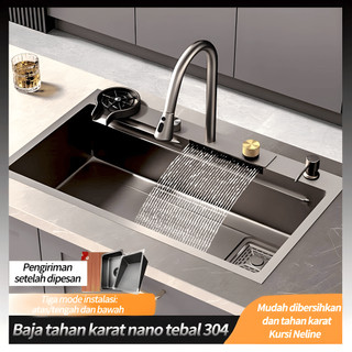 Stainless Steel Kitchen sink Modern Kitchen Sink Bak Cuci Piring Stainless Hitam cuci piring Ketebalan 3.0mm SUS304