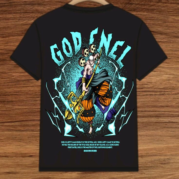 เสื้อยืด DISTRO One PIECE GOD ENEL ANIME