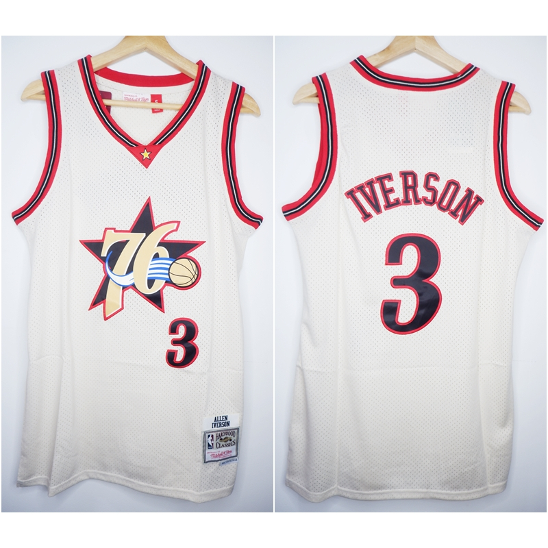 NBA CLASSIC HWC CREAM RETRO SIXERS 3 ALLENIVERSON MITCHELL&NESS BASKETBALL JERSEY