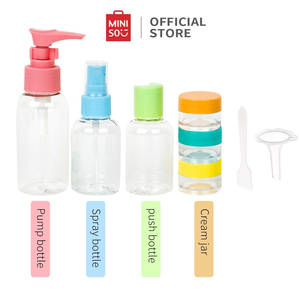 Miniso TRAVEL KIT 8PCS COLORFUL TRAVELING BOTTLE SET / TRAVEL KIT JAR / TRAVEL KIT SKINCARE